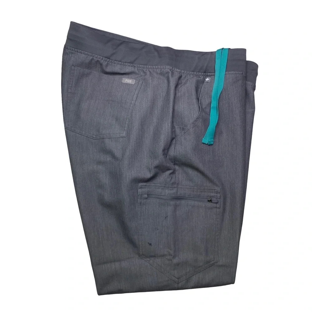 Figs Charcoal Joggers with Teal Drawstrings‎